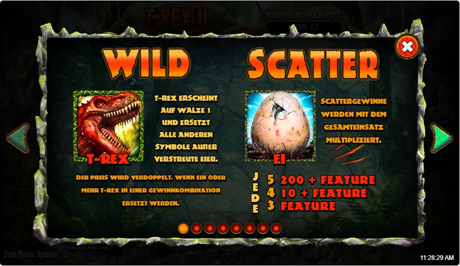 T Rex II Slot Features